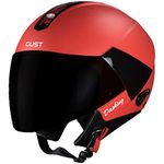 Steelbird SB-33 7Wings Gust Dashing ISI Certified Open Face Helmet (Medium 580 MM, Dashing Red with Smoke Visor)