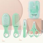 R for Rabbit Stylo Totcare Set Baby Grooming Kit for New Born Baby 4-in-1 Kids Set Hairbrush, Comb, Scissors & Tweezers Travel-Friendly Age 0+ Months (Sea Green)