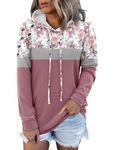 KISSMODA Women's Plain Hoodies Tie Dye Camouflage Cardigan Drawstring Hooded Sweatshirts Casual Long Sleeve Top Fresh Rose Large