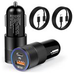 Eversame 38W Car Charger with 6FT Cable (Black)