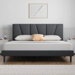 WOOD EMPIRE Sheesham Wood King Size Bed Without Storage Double Bed Furniture Cot Palang Upholstered Bed for Bedroom Living Room Home (Grey Finish)