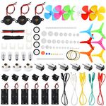 Sntieecr 6 Set 131 PCS DC Motors Kit, Mini Electric Motor 1.5-3V 15000RPM with 66 PCS Plastic Gears, Shaft Propeller, Bulbs, Buzzer Sounder, Science Experiment Set for Kid DIY STEM Engineering Project