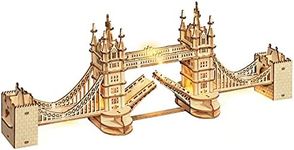 ROBOTIME Tower Bridge Wooden Model Kits for Adult 3D Puzzle to Build Your Own Laser Cut Jigsaw Building Construction Crafts Kits