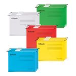 Esselte A4 Reinforced Filing Cabinet Suspension File, Pack 15 Made from Strong 100% Recycled Card, with Tabs and Card Inserts, for Home, Office, School Organisation, Assorted Colours