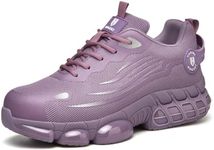 Hogent Steel Toe Shoes for Men, Cushioned Safety Work Sneakers Purple