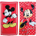 Disney Mickey Mouse & Minnie Mouse Beach Towels Printed Velour - 2 Pack Set