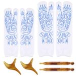 2 Pairs Pressure Point Sock Set, Family Foot Massage Map Acupuncture Reflexology with Trigger Point Tool Toe Separate Finger-Press Chart for Women Men