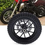 Front Tire Assembly,Rubber Front Wheel Tire 12.5x2.75in Disc Brake Sprocket Bolts Replacement for 47cc 49cc 2 Stroke Mini Dirt Bike(A (black))