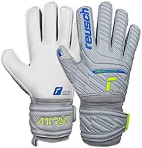 Reusch Men's Attrakt Finger Support Unisex Goalkeeper Gloves with Outseam Cut and Grip Coating, Suitable for All Pitch Surfaces, Football Gloves with Finger Protection for Adults, 9