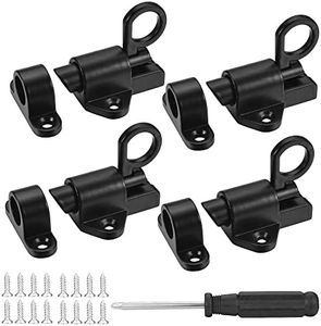 4PC Self-Closing Latches,Spring Gate Latch for Wooden Fence,Automatic Door Latches Safety Resilient Bolt Latch Aluminum Alloy Spring Barrel Slide Door Lock for Secure Pool,Gate,Cabinet,Window (Black)