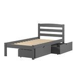 Donco Kids Twin Econo Dual Under Bed Drawer Dark Grey Finish Platform