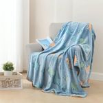 AMGO APPLIANCES Glow in The Dark Unicorn Throw Blanket for Boys Girls, Luminous Rainbow Blanket Birthday for Toddler Kids, Cozy Soft Fluffy Flannel Fleece Nap Sleep Blankets, 6x6 Foot (Sky Dinosaur)