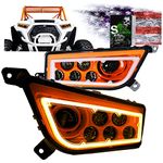 SLK-LIGHTS RZR LED Headlight compatible with Polaris General, Polaris RZR 900s, Polaris razor 1000 XP Turbo (Fits: 2015-2021) (Orange Halo)