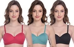 MiEstilo Seamless Demi Cup Cotton Blend Lightly Padded Low/Half Coverage Bra (Multicolor, Pack of 3)