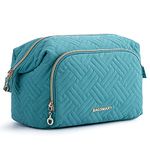 BAGSMART Travel Makeup Bag, Cosmetic Bag Make Up Organizer Case,Large Wide-Open Pouch for Women Purse for Toiletries Accessories Brushes (Teal)