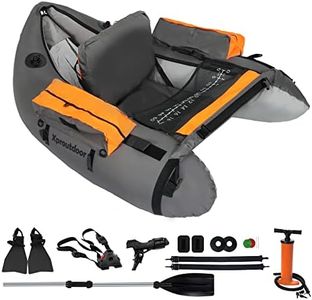 Xproutdoor Fishing Float Tube with Adjustable Backpack Straps, Storage Pockets, Fish Ruler, Fly Fishing Boat with Pump, Oar, Rod Holder and Mount, Fins, 350LBS Load Bearing Capacity, FT003,Grey
