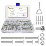 500pcs Machine Screws Assortment Kit,#8-32 Phillips Pan Head nut and Bolt Assortment Kit (with Lock&Flat washers・Wrenches) Stainless Steel Screws Bolt nut washers Assortment kit with case