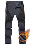 TACVASEN Snow Trousers Mens Winter Lined Trousers Fleece Softshell Snowboard Trousers Skate Casual Pants Gray