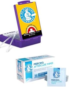 Dr. Piercing Aftercare Swabs and Wipes Combo- Saline Solution for Piercings - Earring Nose Belly Ear Piercing Cleaner - Saline Wash, Ear Hole Cleaner - Keloid Bump