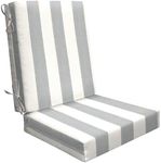 Honeycomb Outdoor Highback, 21" W x 42" L, Cabana Stripe Stone Grey Chair Cushion