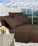 Celine Linen Luxurious Bed Sheets Set on Amazon 1800 Thread Count Egyptian Quality Wrinkle Free 5-Piece Sheet Set with Deep Pockets, Split King Chocolate Brown