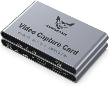 DiamondTiger HDMI Capture Card for Streaming and Recording - 4K@60HZ, 1080P@240HZ,HDR VRR Passthrough Near-Zero Latency Video Capture Card for PS5, Xbox Series X/S, Nintendo in OBS™, Twitch,YouTube