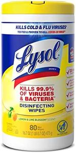 Lysol Disinfecting Wipes Bundle, Home Apartment Dorm Room Essentials and Cleaning Supplies, All Purpose Cleaner, Multi-surface Cleaning Wipes, Lemon and Lime Sanitizing Wipes Bundle, 80 Count