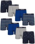 IZOD Men's Underwear - Classic Knit Boxers (8 Pack), Blue/Stripe/Heather Grey/Print, S