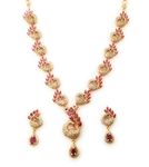 Sasitrends Traditional Micro Gold Plated American Diamond Stone Studded Designer Necklace Jewellery Set for Women & Girls