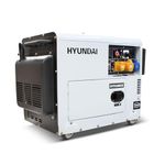 Hyundai Silenced Standby Diesel Generator 5.2kW/ 6.5kVA, Electric Start & Single Phase Low noise sound attenuated canopy with large 13L fuel tank