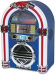 VICTOR Broadway Desktop Bluetooth Jukebox with CD Player, FM Radio, Built-in Stereo Speakers, and Color Changing LED Lighting, Blue