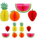 Honeycomb Fruit Party Decorations for Twotti Fruity 2nd Birthday, Tropical Summer Luau (12 Pieces)