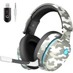 Gtheos Wireless Gaming Headphones for PS5, PS4, PC, Mac, Nintendo Switch, Bluetooth 5.2 Gaming Headset with Detachable Noise Canceling Mic, Stereo Sound, 3.5mm Wired Mode for Xbox Series(Camouflage)