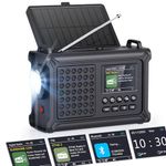 ROCAM Wind Up Solar Radio with DAB/FM, 12000mAh Rechargeable Battery, Crank Radio with 8500mm² Solar Panel, Hi-Fi Sound with 5.0 Bluetooth, Color Display, Emergency Flashlight for Outdoor & Camping