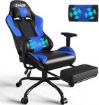 Homall Gaming Chair,Outfit with Massage Lumbar Pillow, Adjustable Back and Seat Height, Gaming Chair with Footrest and Headrest, 150kg Load Capacity, Suitable for Both Office and Home (Light Blue)