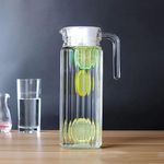 KDR Glass Water Jug with Lid Glass Pitcher Hot Water Jug Milk Carafe Glass Water Jug for Dining Table (Lining Design)