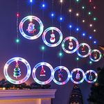 BLOOMWIN Christmas Window Lights 3m x 0.65m LED String Light Curtain Fairy Light with 8 Modes Xmas Decoration for Indoor Party Wedding Bedroom(Colorful)