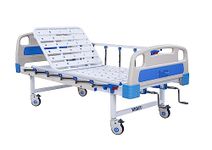 KRAFT Medical/Hospital Bed 133 with 2-Functions | Manual | Collapsible Aluminium railings | 360 rotatable Castor | Suitable for Hospitals and Critical Home Care