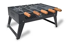 H Hy-tec (Device) Hybb, Blaze Foldable Charcoal Barbeque Grill With 5 Skewers (Stellar Black), Free Standing