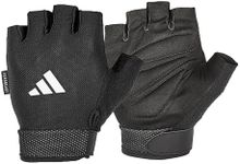 adidas Men's Essential Adjustable Gloves - White Weight Lifting, Black, Large (Palm 20 - 21.5 cm)