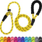 TagME Slip Rope Dog Lead for Medium Dogs,1.8m Reflective Slip Leads with Soft Padded Handle, 12 Colors Slip-On Nylon Leash for Training/Walking, Yellow