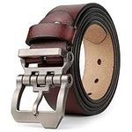 JingHao Belts for Men,Casual Mens Belt Leather for Jeans,Cowboy,Black Genuine Leather Belt,Plus Size 28"-64" Width 1.45" Brown (5XL 49"-51" Length 140cm, Coffee)