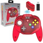 Retro-Bit Tribute64 2.4Ghz Wireless Controller For N64, Switch, PC, Mac and Other USB Devices - Clear Red (Nintendo Switch//)