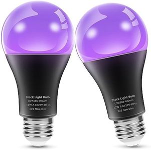 L LOHAS LED UV Black Light Bulbs, Halloween 12W A19 UV Blacklight