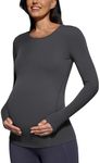 POSHDIVAH Women's Maternity Long Sleeve T Shirts Scoop Neck Pregnancy Tee Top Mama Clothes - Gray, X-Small