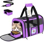 SECLATO Cat Carrier Pet Carriers Airline Approved for Small Dogs Kitten Carrier for Small Medium Animals Under 15lb, Collapsible Soft Sided Travel Carrier, Purple
