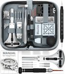 Bluvizo Professional Watch Repair Kit: 149pcs Watch Repair Tool Set for Link Removal Battery Replacement Band Strap Adjustment with Case Opener Link Remover Spring Bars Watch Pins