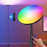 FULSUNT RGB Torchiere Floor Lamps for Living Room, 36W/3600LM Bright LED Standing Lamp with Remote, Modern Color Changing Tall Lamp with Stepless Dimming, 69" Corner Floor Lamp for Bedroom, Office