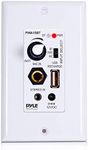 Pyle Bluetooth Receiver Wall Mount | in-Wall Audio Control Receiver with Built-in Amplifier | USB, Microphone, Aux (3.5mm) Input | Speaker Terminal Block | Connect 2 Speakers - 100 Watt (PWA15BT.5)