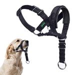 ILEPARK Dog Head Collar with Safety Strap, Head Harness for Dogs to Stop Pulling, Adjustable and Easily Control (L, Black)